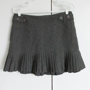 Gap Stretch Academia Grey Wool-Blend Pleated Mini Skirt No Size Tag